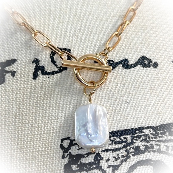 💕Stunning Marcel Louis Vintage Link Necklace with lush Pearlescent Pendant💕 - Picture 10 of 11